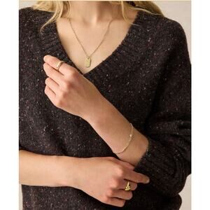 Faherty Driftwood Donegal V-Neck Sweater Small Brown Merino Wool Alpaca Blend
